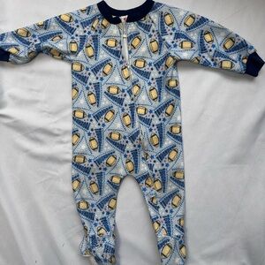 Blue Football-Print Baby One-Piece Footed Pajamas CW Carters Vintage